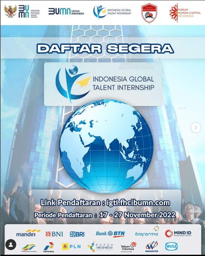 Indonesia Global Talent Internship, IGTI, Perhimpunan Pelajar Indonesia Dunia, Forum Human Capital Indonesia, FHCI, rekrutmen, lowongan kerja, lowongan pekerjaan, lowongan kerja bumn